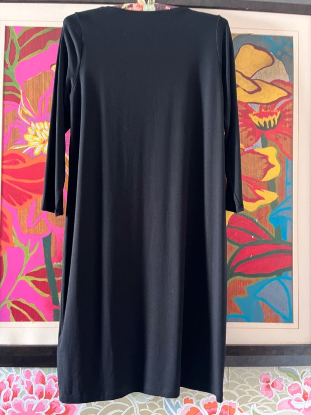 Eileen Fisher Women’s Petite V-neck, long sleeve dress in Black - Picture 2 of 6